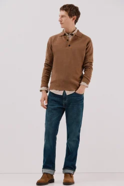 Cortefiel Jersey estructura lana cuello polo botones Beige Online