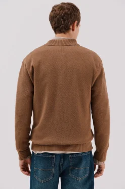 Cortefiel Jersey estructura lana cuello polo botones Beige Online