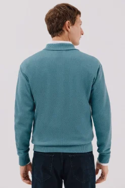 Cortefiel Jersey estructura lana cuello polo botones Azul Online