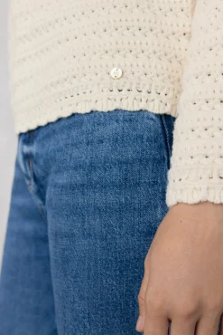 Pedro del Hierro Jersey fantasía calada manga acampanada Crudo Outlet