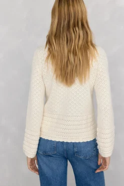 Pedro del Hierro Jersey fantasía calada manga acampanada Crudo Outlet