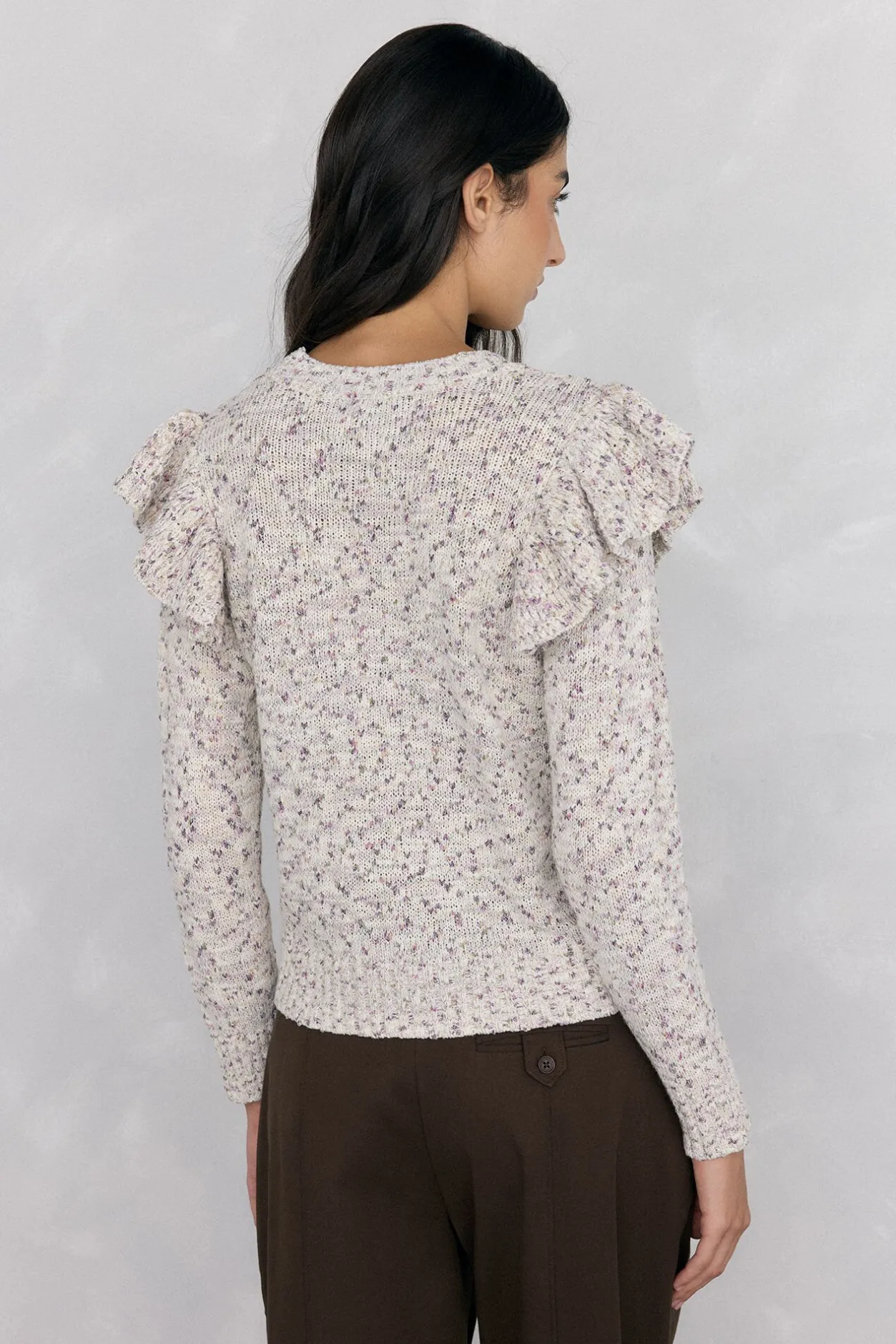 Pedro del Hierro Jersey fantasía multicolor volante Beige New