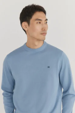 Pedro del Hierro Jersey fino algodón premium cuello redondo Azul New