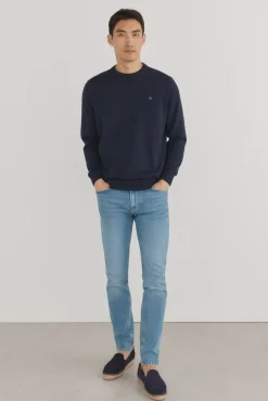 Pedro del Hierro Jersey fino algodón premium cuello redondo Azul