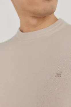 Pedro del Hierro Jersey fino algodón premium cuello redondo Beige Clearance