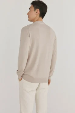 Pedro del Hierro Jersey fino algodón premium cuello redondo Beige Clearance