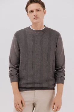 Cortefiel Jersey fino algodón trenzado cuello caja Gris Best