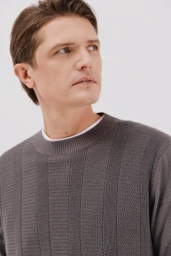 Cortefiel Jersey fino algodón trenzado cuello caja Gris Best