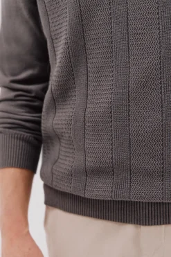 Cortefiel Jersey fino algodón trenzado cuello caja Gris Best