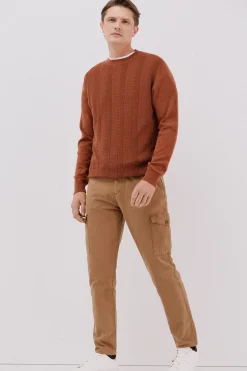 Cortefiel Jersey fino algodón trenzado cuello caja Naranja Hot