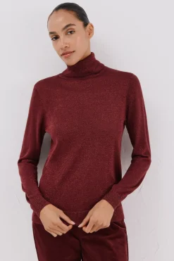 Cortefiel Jersey fino lurex Granate Hot