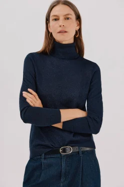 Cortefiel Jersey fino lurex Azul marino Outlet