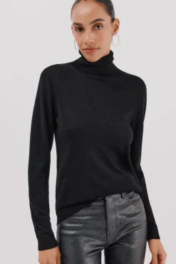 Cortefiel Jersey fino lurex Negro Outlet