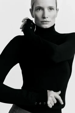 Cortefiel Jersey fino lurex Negro Outlet