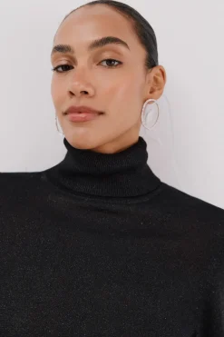 Cortefiel Jersey fino lurex Negro Outlet