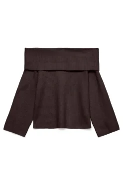 Vero Moda Jersey hombros descubiertos Marr&oacute;n oscuro Outlet