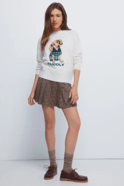 Springfield Jersey intarsia perro "Cuddly" blanco Outlet