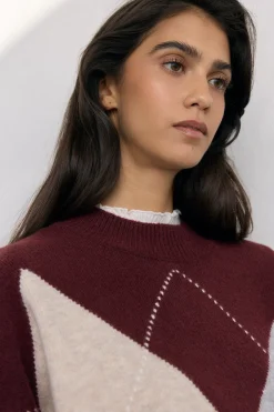 Pedro del Hierro Jersey jacquard de rombos Burdeos