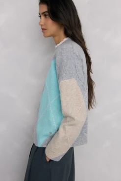 Pedro del Hierro Jersey jacquard de rombos Gris New