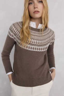 Pedro del Hierro Jersey jacquard geométrico Marr&oacute;n Discount