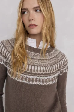 Pedro del Hierro Jersey jacquard geométrico Marr&oacute;n Discount