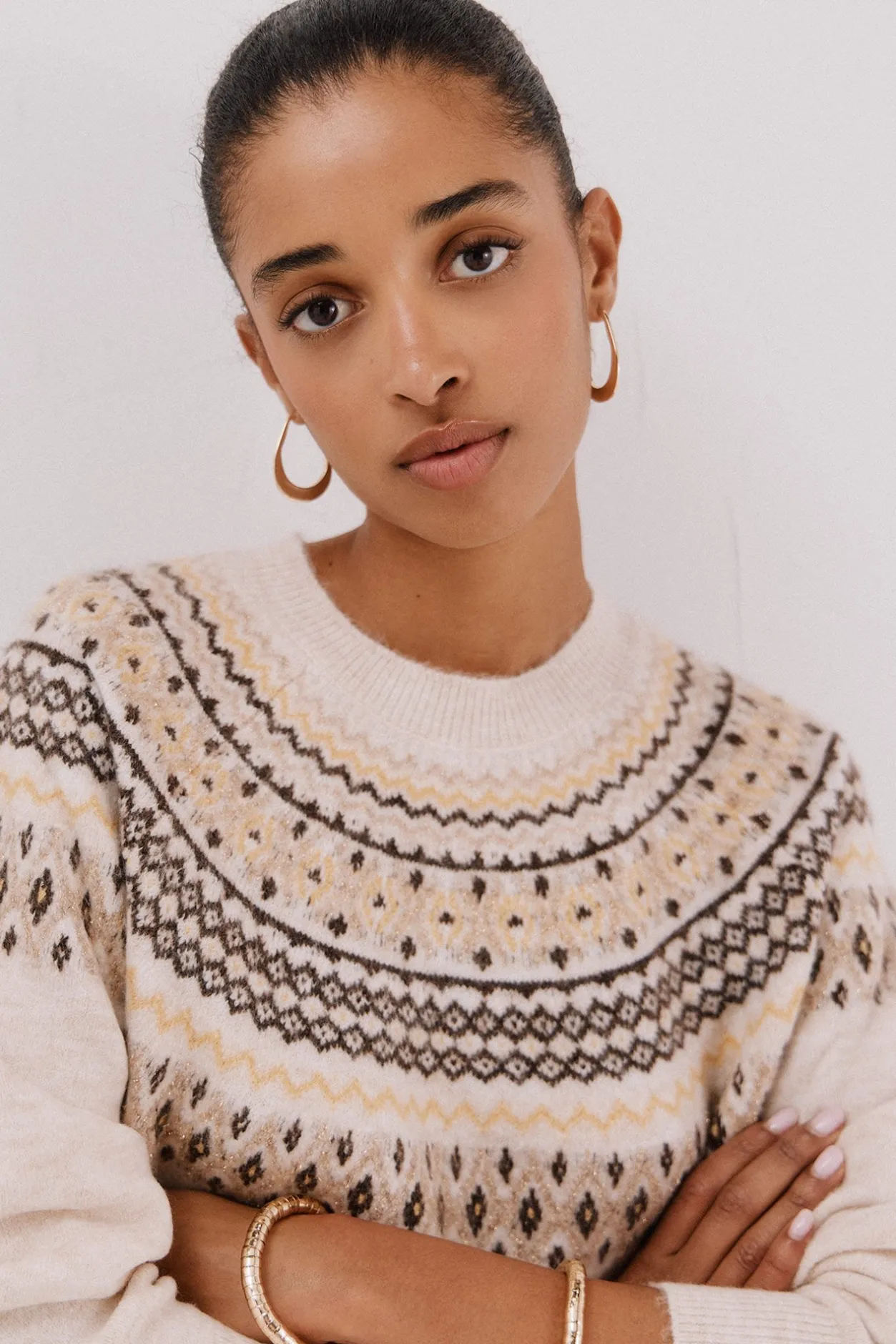 Cortefiel Jersey jacquard posicional Marfil Sale