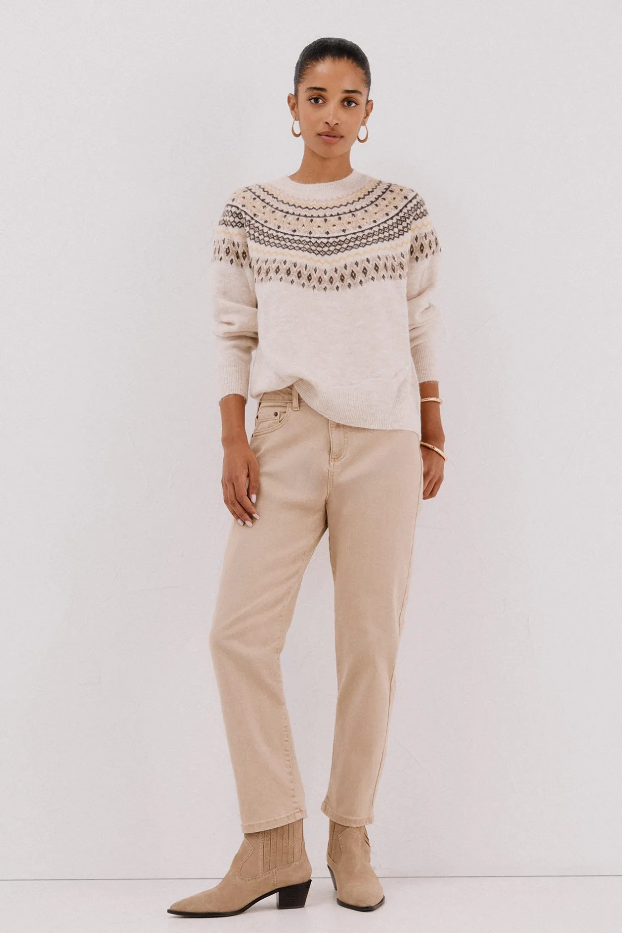 Cortefiel Jersey jacquard posicional Marfil Sale