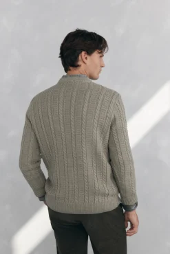 Pedro del Hierro Jersey lana cables cuello redondo Verde Best