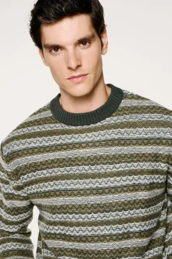 Selected Jersey lana cuello caja Verde oscuro Hot