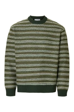 Selected Jersey lana cuello caja Verde oscuro Hot