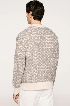 Selected Jersey lana cuello caja Estampado beige