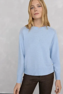 Pedro del Hierro Jersey lana cuello caja costura central Azul Discount