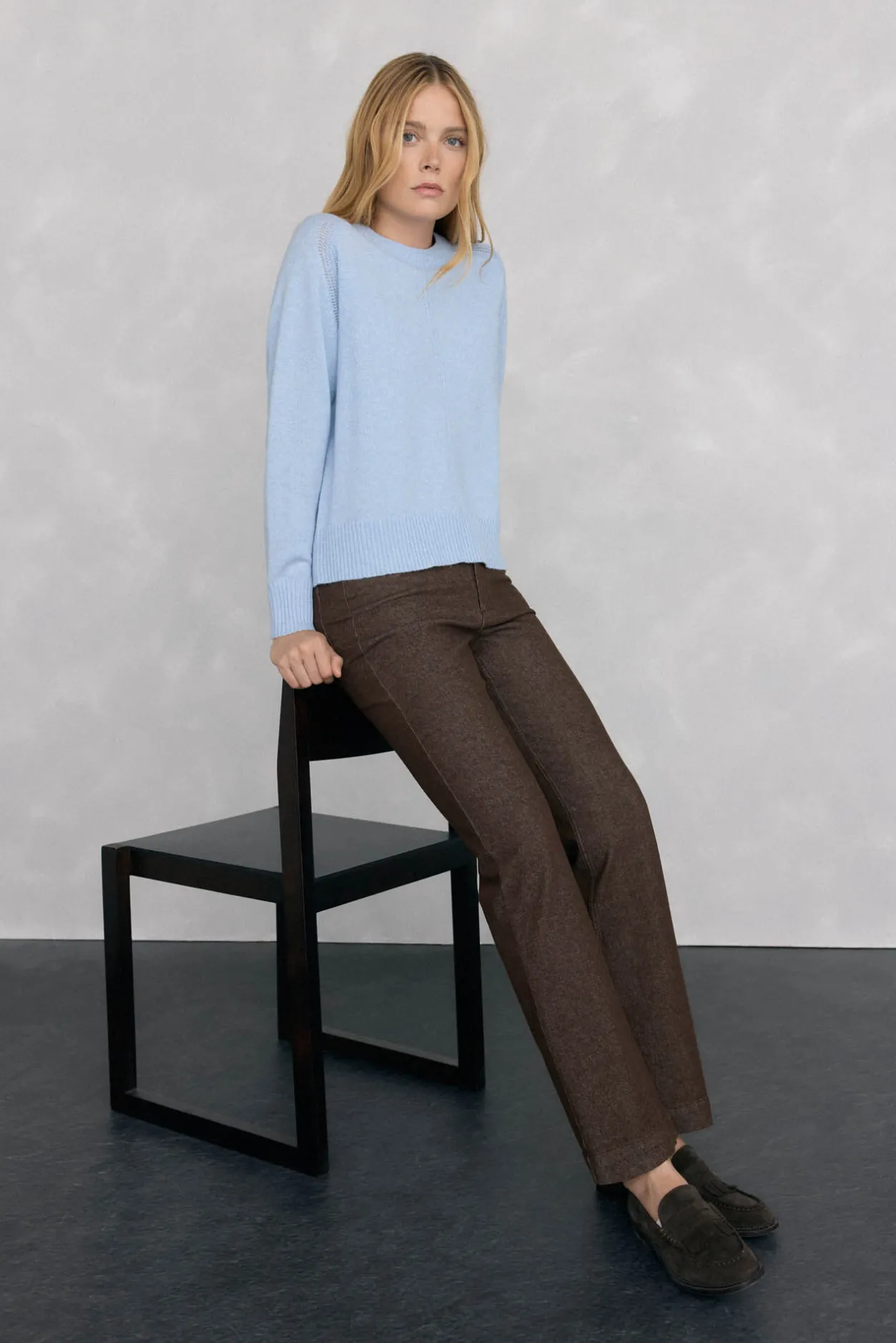 Pedro del Hierro Jersey lana cuello caja costura central Azul Discount