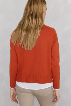 Pedro del Hierro Jersey lana cuello caja costura central Naranja