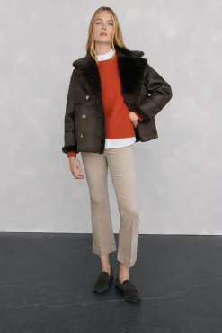 Pedro del Hierro Jersey lana cuello caja costura central Naranja