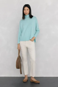 Pedro del Hierro Jersey lana cuello cisne costura central Turquesa Online