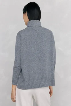 Pedro del Hierro Jersey lana cuello cisne costura central Gris Discount