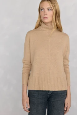 Pedro del Hierro Jersey lana cuello cisne costura central Beige Outlet