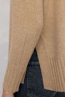 Pedro del Hierro Jersey lana cuello cisne costura central Beige Outlet