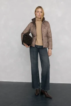 Pedro del Hierro Jersey lana cuello cisne costura central Beige Outlet