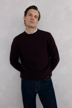 Pedro del Hierro Jersey lana estructura cuello redondo Burdeos Hot