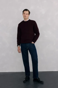 Pedro del Hierro Jersey lana estructura cuello redondo Burdeos Hot