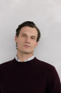 Pedro del Hierro Jersey lana estructura cuello redondo Burdeos Hot