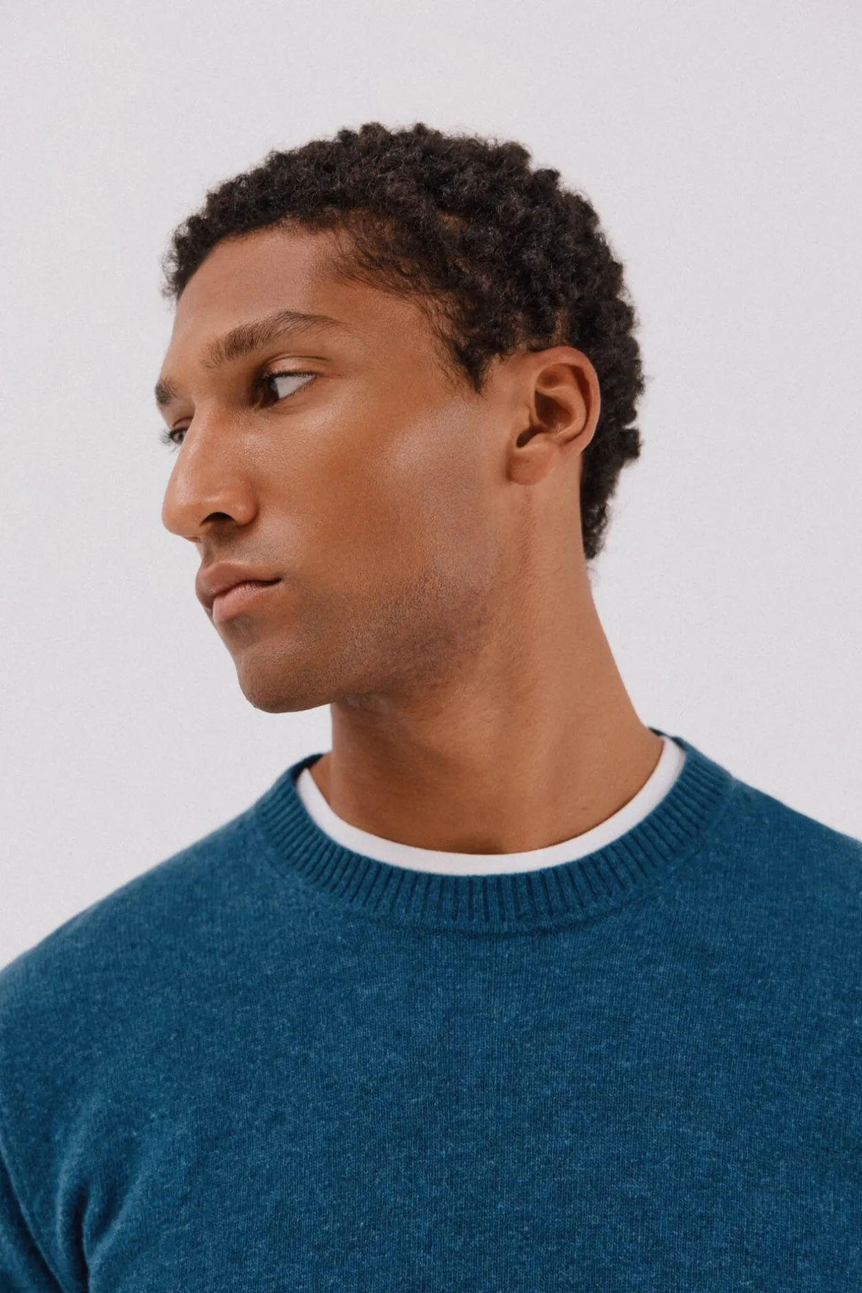 Cortefiel Jersey lana lambswool cuello redondo Azul Sale