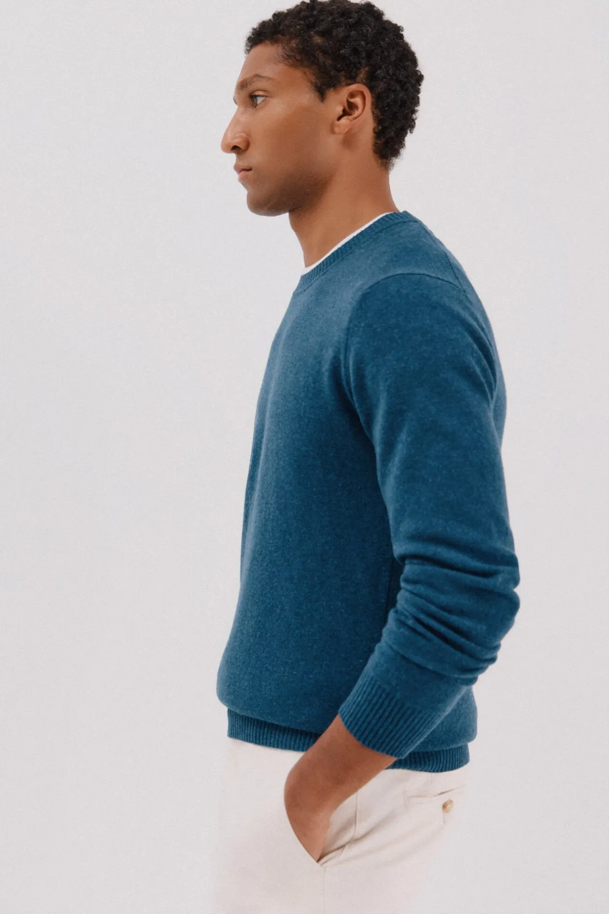 Cortefiel Jersey lana lambswool cuello redondo Azul Sale