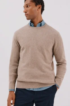 Cortefiel Jersey lana lambswool cuello redondo Camel Best