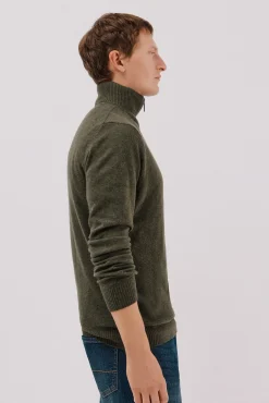 Cortefiel Jersey lana lambswool cuello abierto cremallera Verde Clearance