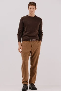 Cortefiel Jersey lana lambswool cuello redondo Marr&oacute;n oscuro