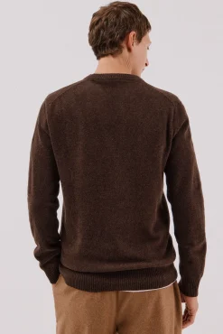 Cortefiel Jersey lana lambswool cuello redondo Marr&oacute;n oscuro