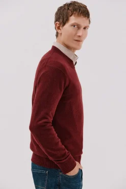 Cortefiel Jersey lana lambswool pico redondo Granate Online